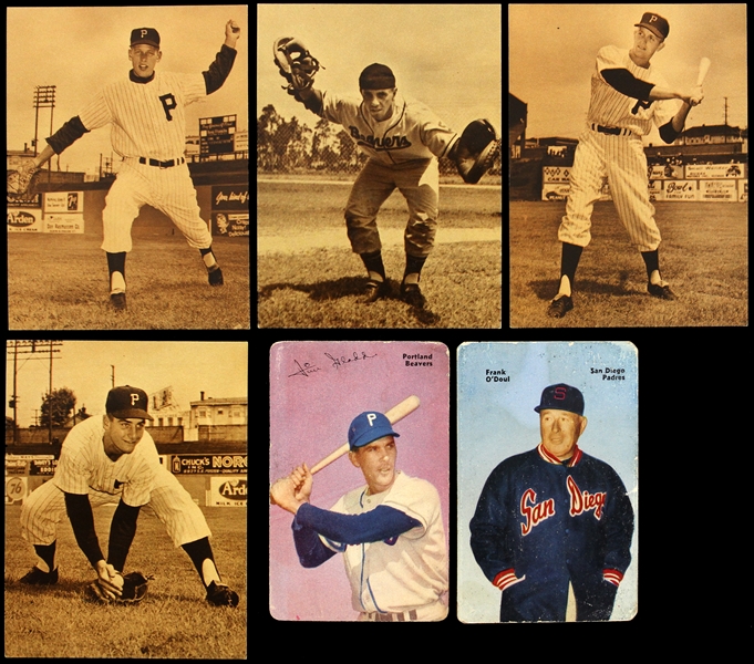 1950s-1960s Portland Beavers and San Diego Padres Trading Cards (Lot of 6)