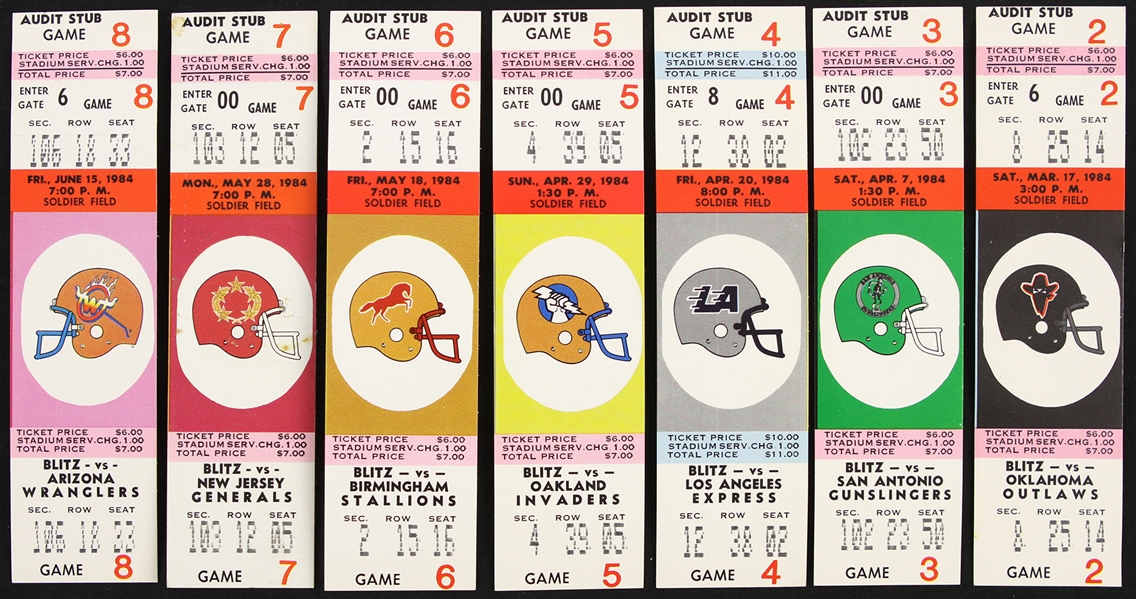 1984 Chicago Blitz Football Tickets (Lot of 7)
