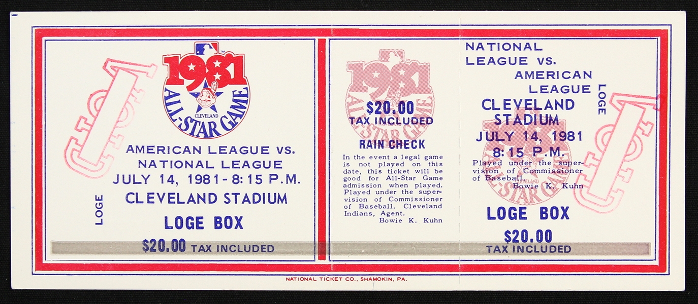 1981 All-Star Game American League vs National League Ticket 