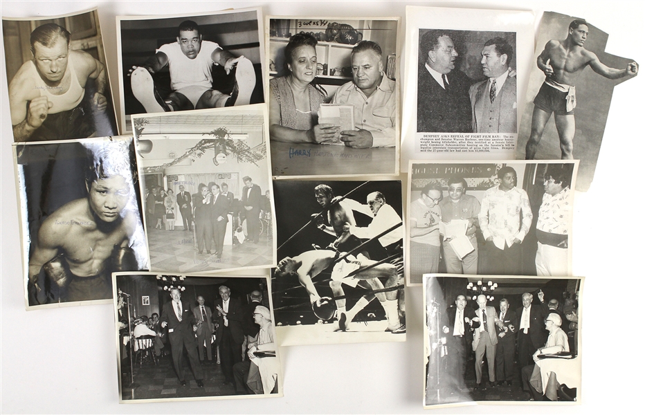 1940s-1950s Vintage Boxing 8"x 10" B&W Photos Including Petey Scalzo, Jack Dempsey and more (Lot of 11)