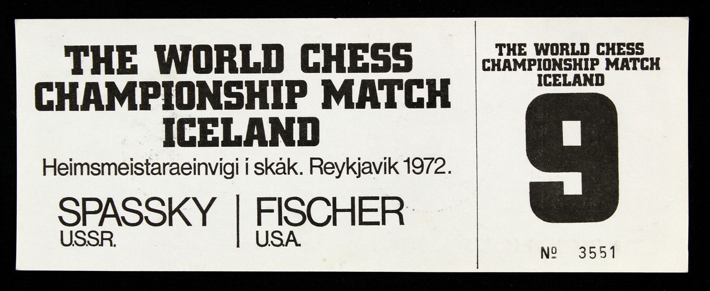 1972 Fischer vs Spassky World Chess Championship Match Ticket 