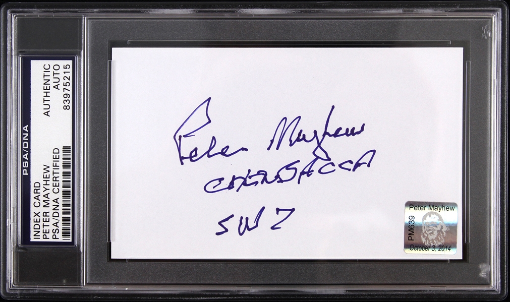 1977-1983 Peter Mayhew Chewbacca Signed 3"x 5" Index Card (PSA/DNA Slabbed)