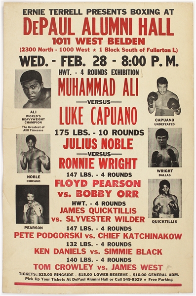 1979 Muhammad Ali vs Luke Capuano 17"x 26" Exhibition On-Site Fight Poster 