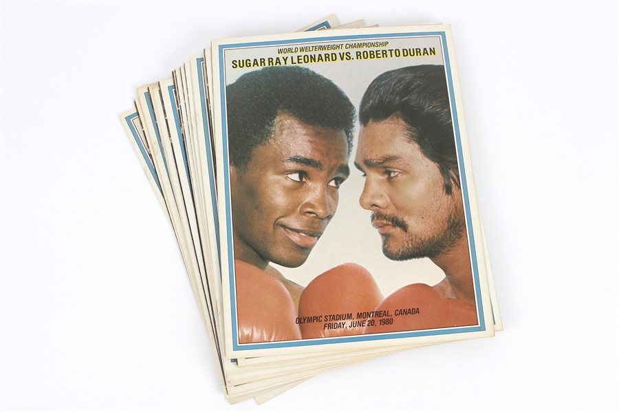 1980 Sugar Ray Leonard Roberto Duran World Welterweight Championship Olympic Stadium Fight Programs - Lot of 15