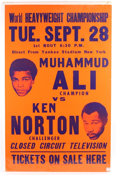 1976 Muhammad Ali vs Ken Norton Yankee Stadium  29"x 45" Closed Circuit Television Close Circuit Poster 
