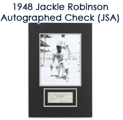 1948 Jackie Robinson Brooklyn Dodgers Signed Check w/ 16"x 25" Matted Photo (JSA)