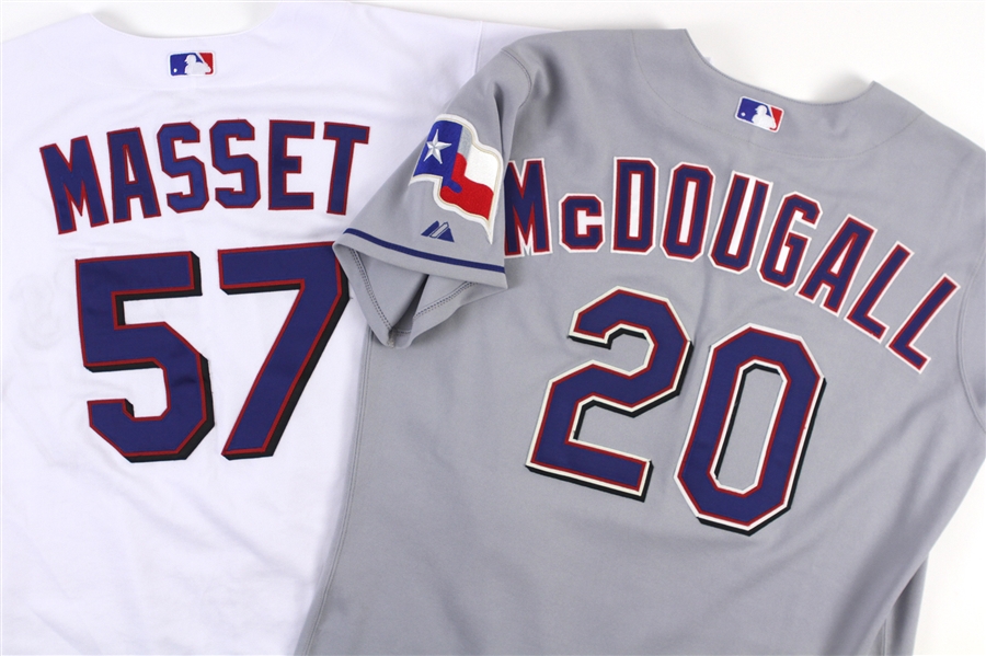 2006 Texas Rangers Game Worn Jerseys Including Nick Masset and Marshall McDougall (Lot of 2) (MEARS LOA)