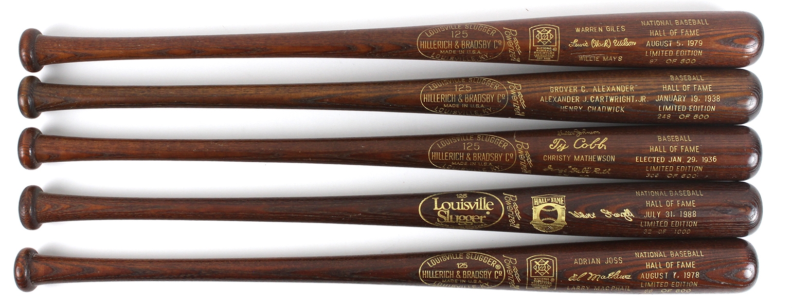 1936-88 Louisville Slugger Hall of Fame Class Commemorative Bats - Lot of 5