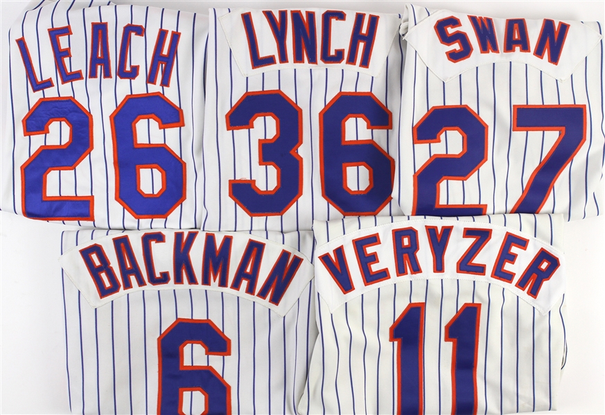 1981-1987 New York Mets Game Worn Jerseys Including Ed Lynch, Wally Backman, and More (Lot of 5) (MEARS LOA)