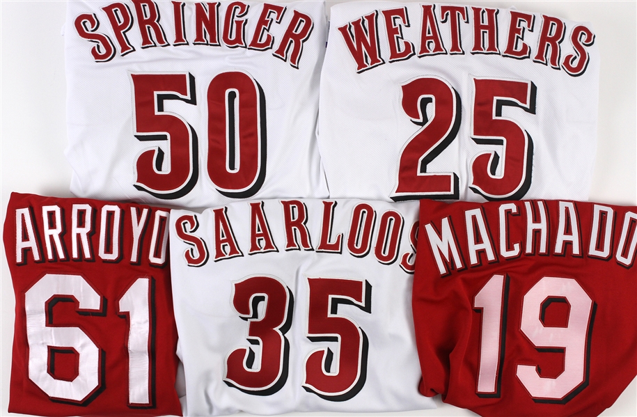 2005-2010 Cincinnati Reds Game Worn Jerseys Including Bronson Arroyo, David Weathers, Kirk Saarloos, Russ Springer and More (Lot of 10) (MEARS LOA)