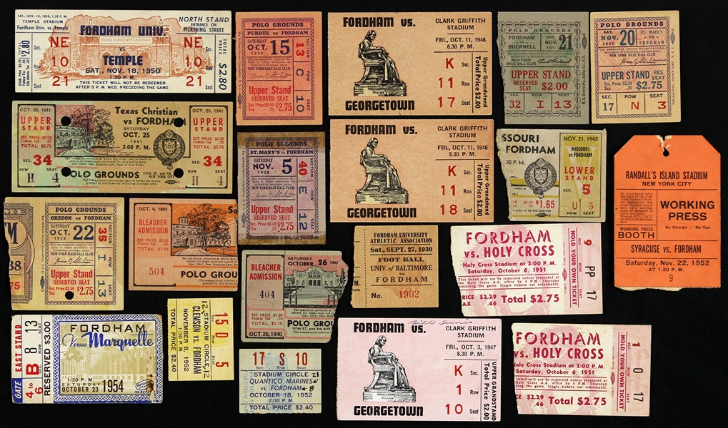 1930s-1950s College Baseball and Football Ticket Stubs (Lot of 20)