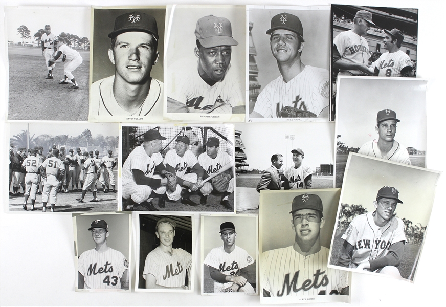 1960s-1970s New York Mets Original 8"x 10" Photos Including John Glass, Gil Hodges, Pumpsie Green, and more (Lot of 14)