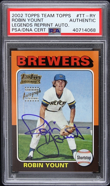2002 Robin Yount Milwaukee Brewers Signed Team Topps Legends Reprint Trading Card (PSA/DNA Slabbed)