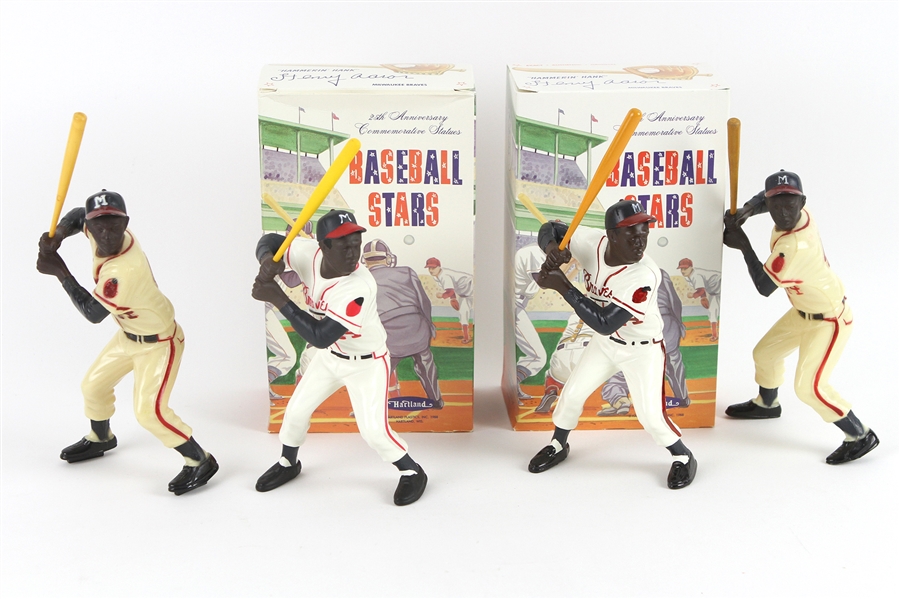 1950s-1980s Hank Aaron Milwaukee Braves Original & Reproduction Hartland Statues (Lot of 4)