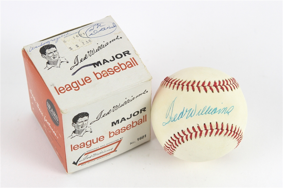 1960s Ted Williams Boston Red Sox Signed Sears Roebuck & Co. Baseball w/ Original Box (JSA)