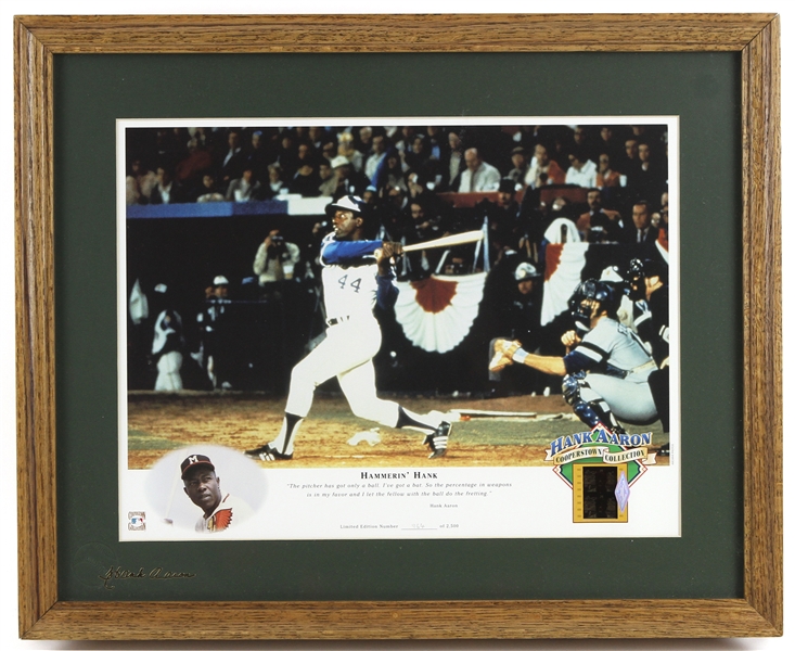 2000s Hank Aaron Milwaukee/Atlanta Braves 17.5" x 21.5" Framed "Hammerin Hank" Lithograph 964/2500