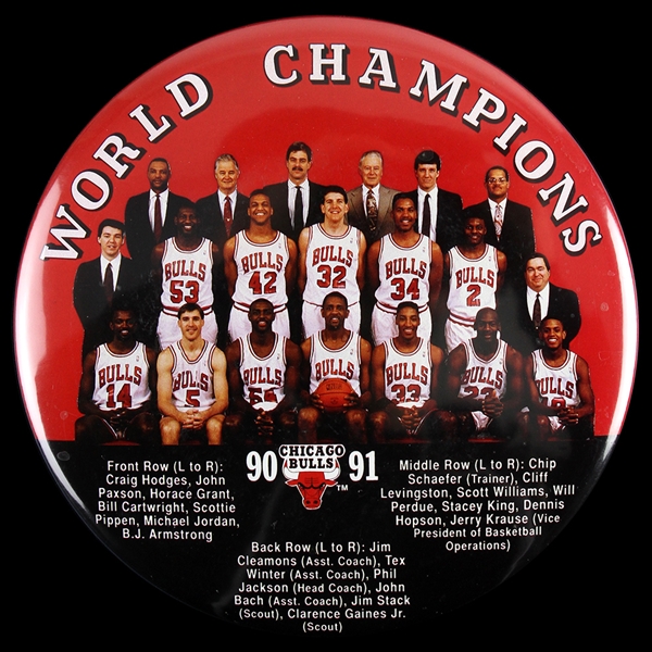 1990-1991 Chicago Bulls World Champions 6" Pinback Button
