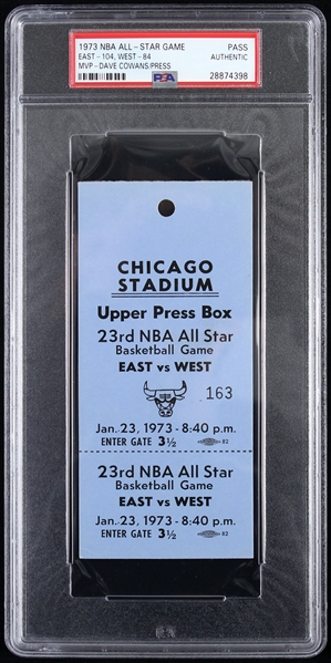 1973 NBA All-Star Game East vs. West Chicago Stadium Press Pass (PSA/DNA Slabbed)