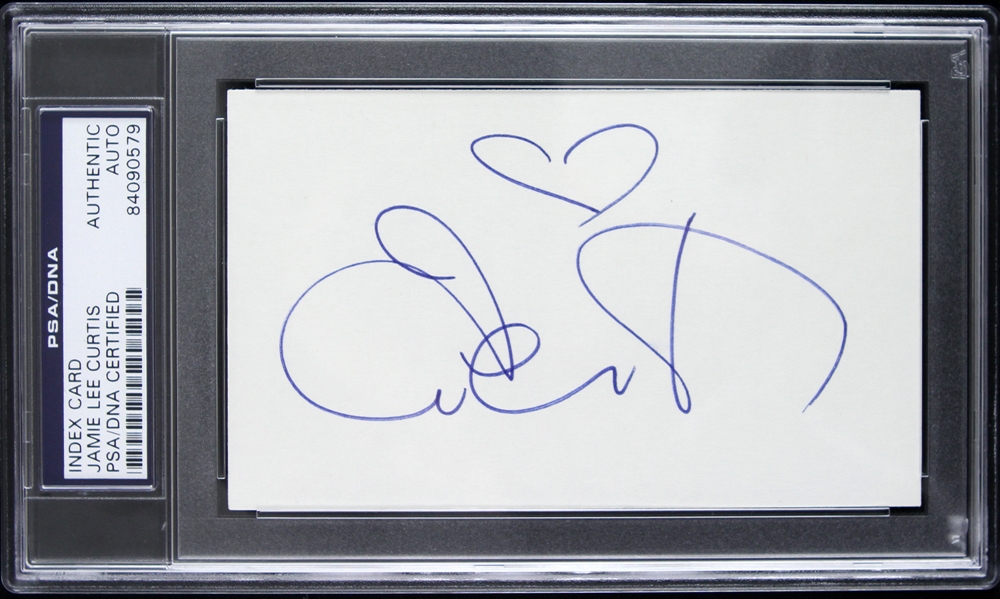 1980s Jamie Lee Curtis Signed 3"x 5" Index Card (PSA/DNA Slabbed)