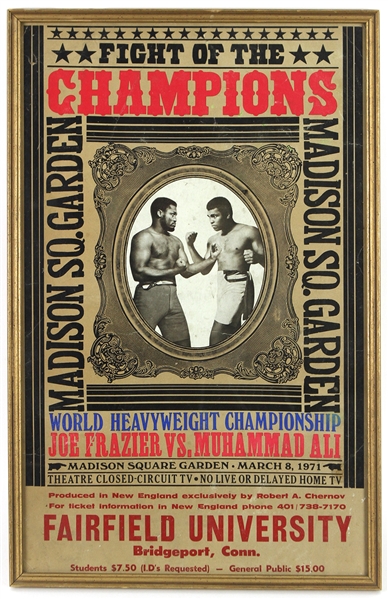 1971 Muhammad Ali vs. Joe Frazier "Fight of the Champions" 14"x 22" Framed Fight Poster