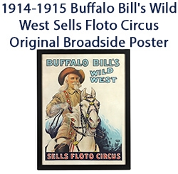 1914-1915 Buffalo Bills Wild West Sells Floto Circus 22"x 29" Framed Lithograph Broadside Poster 