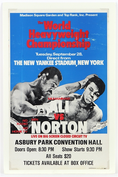 1976 Muhammad Ali vs Ken Norton New Yankee Stadium 14"x 23" Closed Circuit TV Poster 