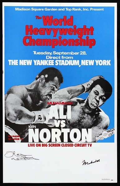 1976 Muhammad Ali vs Ken Norton Signed New Yankee Stadium 14"x 23" Closed Circuit TV Poster (JSA)