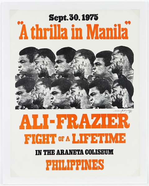 1975 Rare Muhammad Ali vs Joe Frazier "Thrilla in Manila" 17"x 22" Onsite Poster 