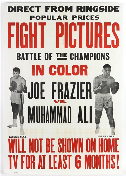 1971 Muhammad Ali vs. Joe Frazier "Fight of the Champions" 28"x 40" Fight Pictures Poster