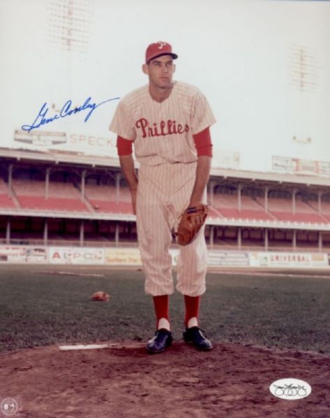 1959-60 Philadelphia Phillies Gene Conley Autographed 8x10 Color Photo (JSA)