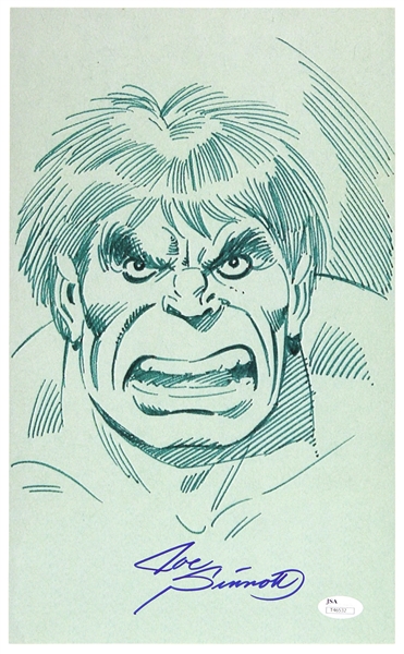 1990s Joe Sinnott Incredible Hulk Pencil Convention Sketch Signed 11x17 Print (JSA)