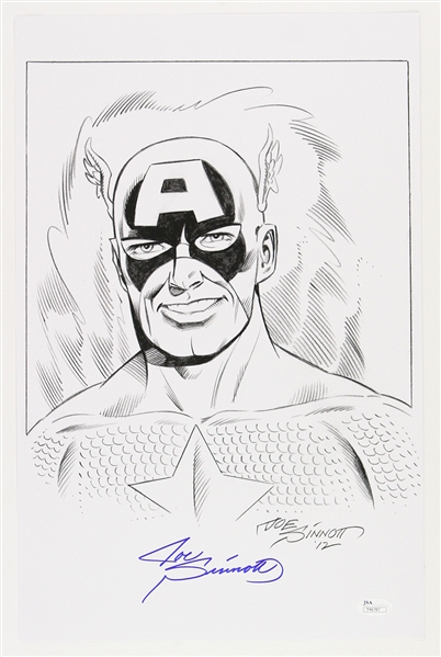 1990s Joe Sinnott Captain America Signed 11x17 Pencil Print (JSA)