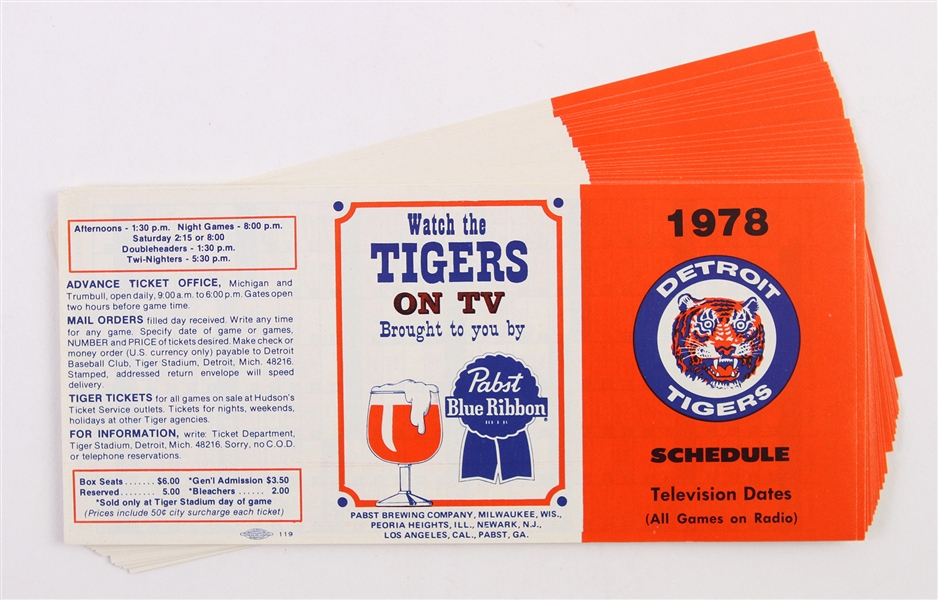 1978 Detroit Tigers Television Dates Schedules (Lot of 25)