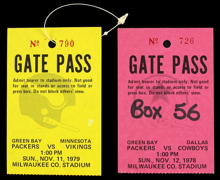 1978-1979 Green Bay Packers Gate Passes