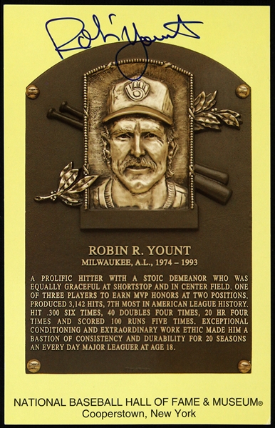 1999 Robin Yount Milwaukee Brewers Signed National Baseball Hall of Fame & Museum Postcard (JSA)