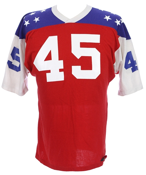 1960s Red/White/Blue #45 Game Worn Pres Brown Durene Football Jersey (MEARS LOA)