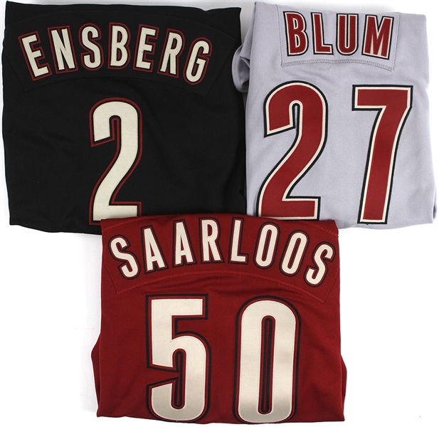 2000-2007 Houston Astros Game Worn Jerseys Including Morgan Ensberg, Kirk Saarloos, and Geoff Blum (Lot of 3) (MEARS LOA)