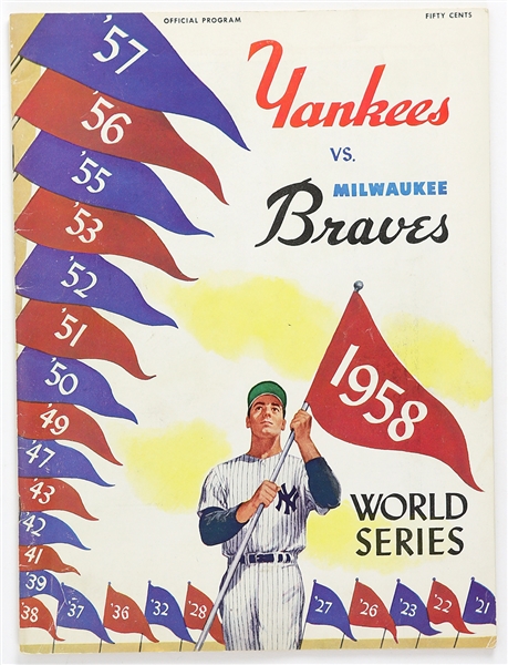 1958 Milwaukee Braves vs New York Yankees Official Program