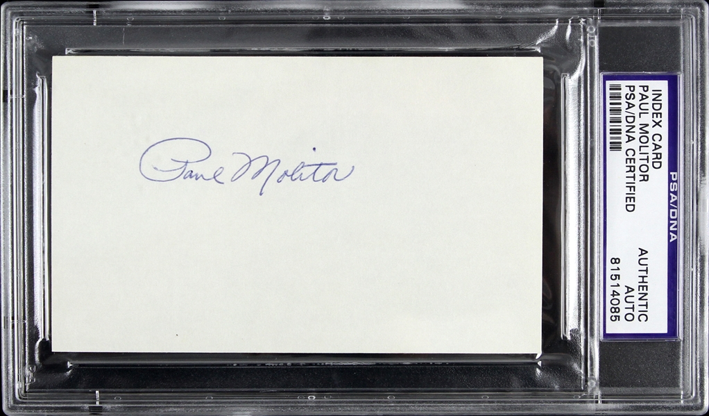 1978-1992 Paul Molitor Milwaukee Brewers Signed 3"x 5" Index Card (PSA/DNA Slabbed)
