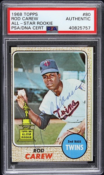 1968 Rod Carew Minnesota Twins Signed Topps All-Star Rookie Card (PSA/DNA Slabbed) 