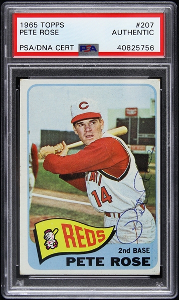 1965 Pete Rose Cincinnati Reds Signed Topps Trading Card (PSA/DNA Slabbed)