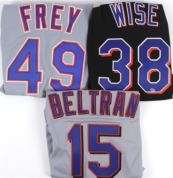 1989-2011 New York Mets Game Worn and Team Issued Jerseys Including Carlos Beltran, Matt Wise and Steve Frey (Lot of 3) (MEARS LOA)