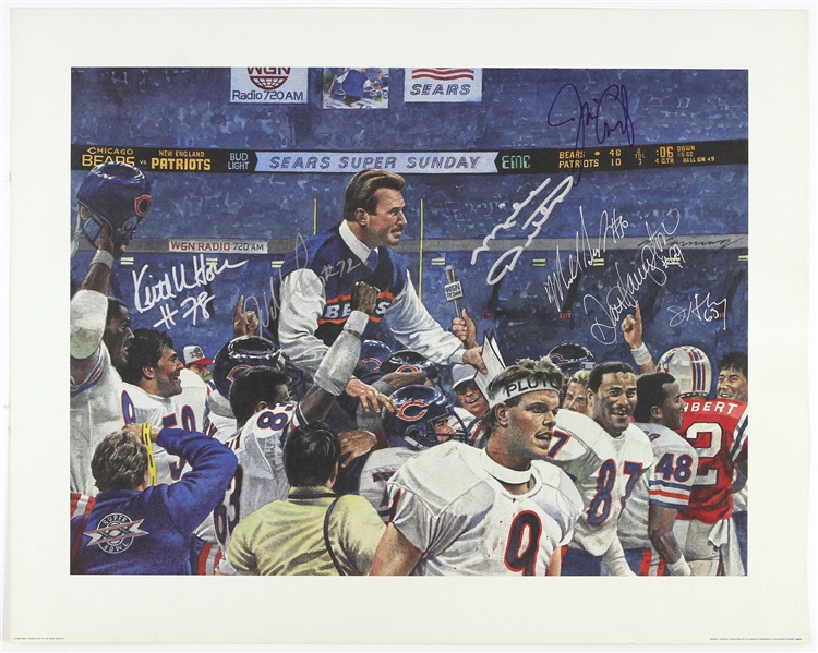 1986 Chicago Bears Multi-Signed Super Bowl XX Sears Roebuck Commemorative 16"x 20" Print (JSA) 