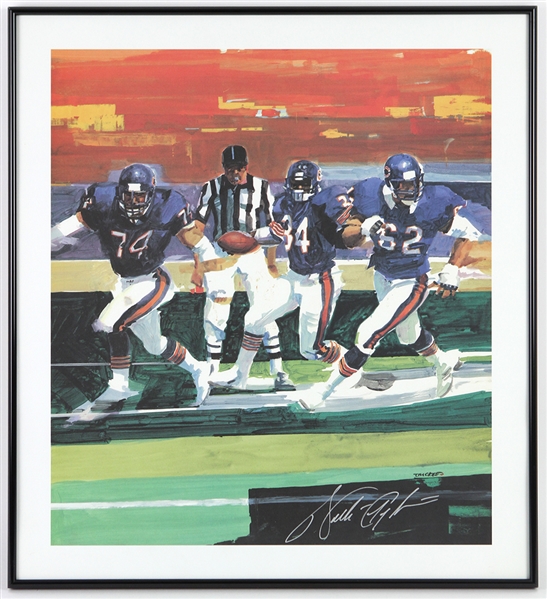 1980s Walter Payton Chicago Bears Signed 20"x 22" Framed Print (JSA)