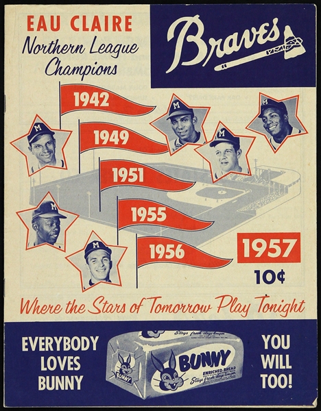 1957 Eau Claire Braves Northern League Champs Scorecard  