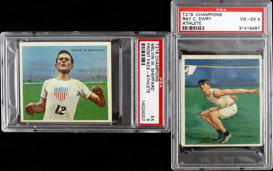 1910 Melvin W. Sheppard & Ray C. Ewry T218 Hassan Cigarettes Champions Trading Cards (PSA/DNA Slabbed)