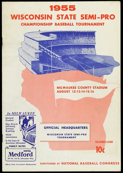 1955 Wisconsin State Semi-Pro Championship Baseball Tournament Scorecard 