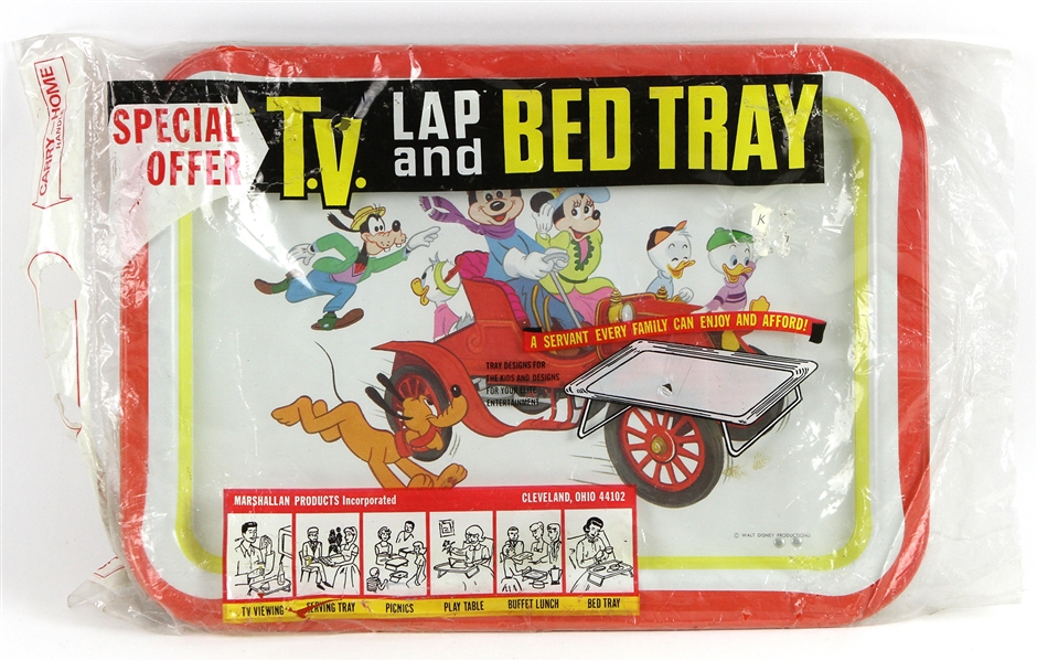 1960s Mickey Mouse & Friends Walt Disney Marshallan Products TV Lap & Bed Tray w/ Original Product Bag 