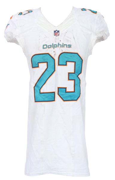 2016 (September 18) Jay Ajayi Miami Dolphins Game Worn Road Jersey (MEARS LOA/Player Letter)