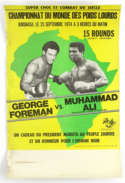 1974 Muhammad Ali vs. George Foreman "Rumble in the Jungle" 14"x 22" On-Site French Poster